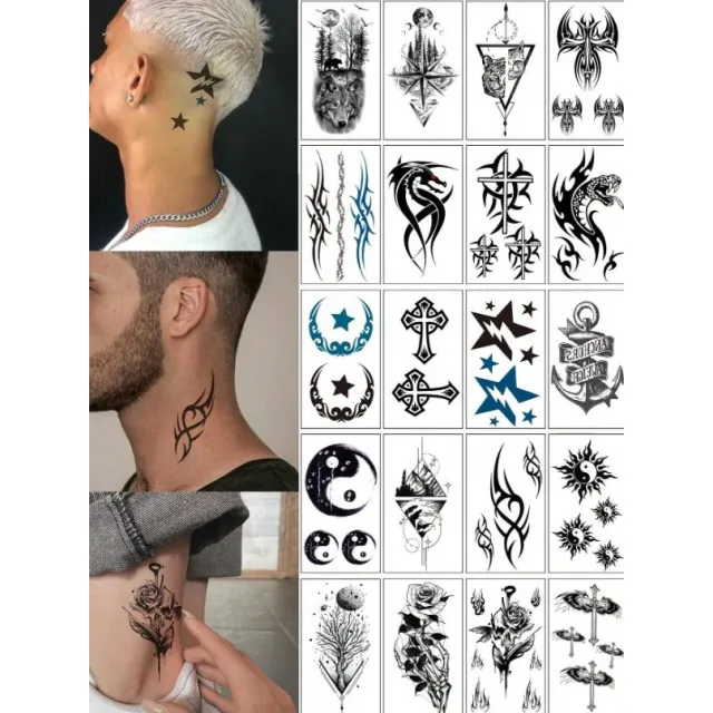 Set manjših tatujev v črni barvi - 20 v kompletu X-258